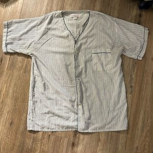 Oscar de la Renta Pajama Striped Shirt Large Loose Thread but fully functional